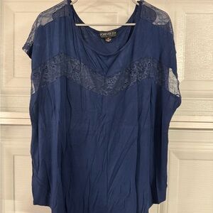 Forever 21 Navy Lace Accent Blouse